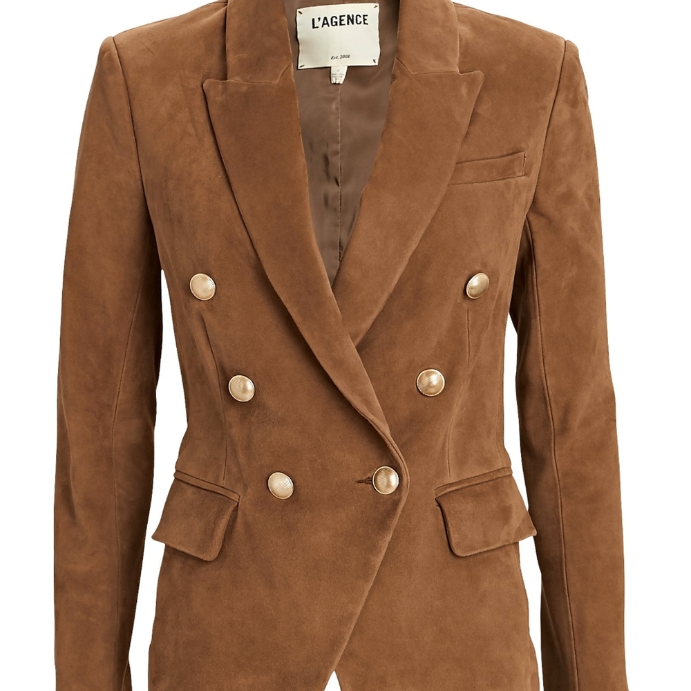 L'agence Kenzie blazer in cognac suede, size 6
